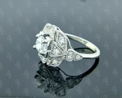 2.90Ct Art Deco Style Lab Created Diamond Engagement 14k White Gold Finish Ring