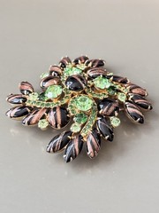 Vintage Verified JULIANA BOOK SET Aventurine Gold Fluss Bracelet Brooch Earrings