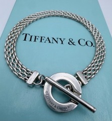 VINTAGE TIFFANY & CO. NY STERLING SILVER SOMERSET MESH ROUND TOGGLE BRACELET 8″