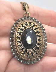 Vintage Brass Chain Necklace With Pedant 32in.