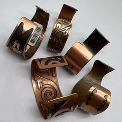 Lot Of 5 Vintage Signed Solid Copper Cuff Bracelet (8457)