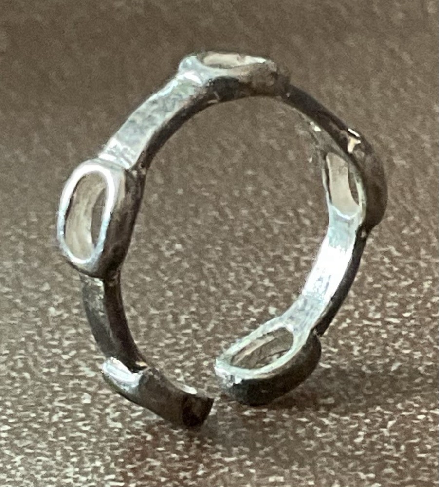 Vtg 925 Sterling Silver Ring Open Chain Link Industrial Modernist Sz 3.5 – 4.25