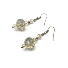 Clear Faceted Crystal Beaded Dangle Drop Earrings