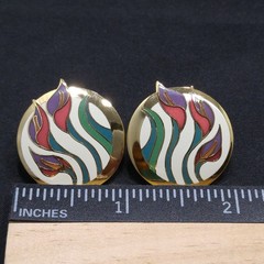 Laurel Burch “Lilies For Les” Floral Post Earrings, Gold Plated, 1980s Vintage