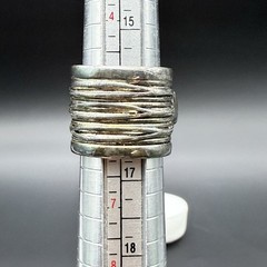 Vtg Silver Tone Faux Turquoise Wide Cigar Band Statement Cocktail Ring Size 5.5