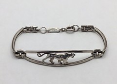 Vtg Michael Anthony Sterling Silver Panther Bracelet signed 7”-6-1/2” / 10.45g