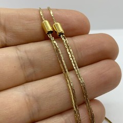 VTG 90’S Y2K YELLOW GOLD TONE SLIDE BOX CHAIN NECKLACE ADJUSTABLE LENGTH RETRO