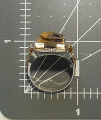 Vintage 10K GF Sterling Silver Carved Tiger’s Eye Soldier Cameo Signet Ring 9.5
