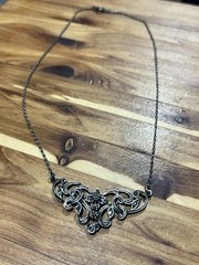 Vintage Sterling Silver 15In Necklace Art Nouveau Style Floral