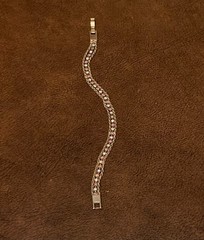Vintage Pink & Clear Rhinestone Tennis Bracelet Gold Tone 3 Strand 7″ L