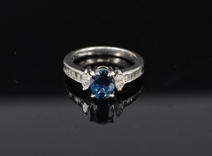 Fine 1.97ct GIA Certified Blue Sapphire & 0.50ct Diamond Platinum Ring Size 6.5