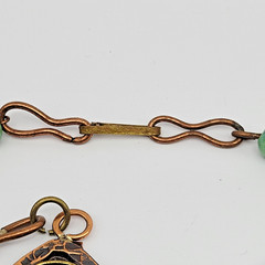 Vintage Casa Maya Copper Brass Green Stone Statement Pendant Necklace as-is ~24″