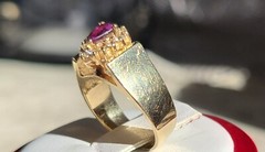 14k yellow gold 0.66ct natural diamond size 5.5 ring ruby vintage heated 4.8gr
