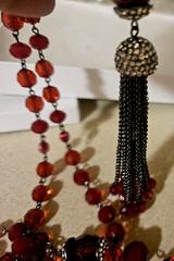 Vintage Miriam Haskell Red Bead Tassel w/ Tag & 3-Strand Necklace