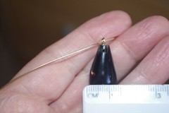 Genuine Vintage 14K Carved 45MM Elongated Teardrop Black Coral Pendent