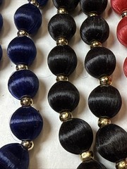 Beaded Necklaces Satin & Silk Vintage – Lot of 4 Red Black Dark Blue Light Blue