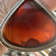 VTG Artisan Pendant 1.875 Inch Carnelian Agate Red Orange Gem 925 Sterling 12.6g