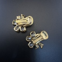 Nolan Miller Earrings Bow Ribbon Gold Tone CLIP ON Rhinestone Cocktail Bling