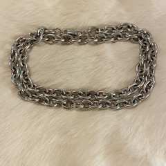 Vtg Grunge Necklace Silver Metal Chain Link Germany Long Hip Hop Statement 6484