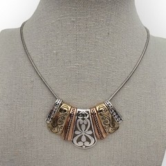 Mixed Metal Filigree Scrollwork Statement Necklace – Elegant Artisan