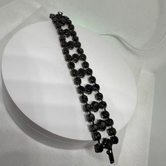 Vtg Wavy Black Crystal and Rhinstones Victorian Bracelet. 1”x7”. See pics.