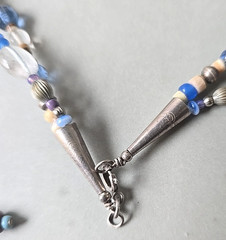 Vtg Southwestern Artisan Boho Musical Charms Many Sterling Glass Necklace 28″L