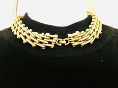 Vintage Christian Dior Gold Tone Mesh Link Choker Necklace 134.65g W/COA Signed