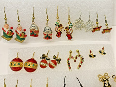Vintage To Modern Lot of 40 Christmas Holiday Pierced Earrings Costume Jewelry