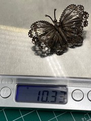 Antique 800 Silver Filigree Butterfly Brooch