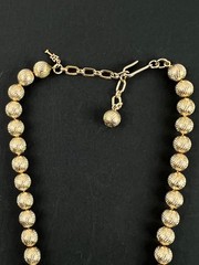 Vintage Crown Trifari Ball Bead Textured Gold Tone Chocker 14.5-16” Necklace