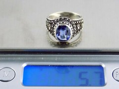 Vintage Sterling Silver Oval Cut Sapphire Ring 925 Size 6 Weighs 5.7g Dot Trim