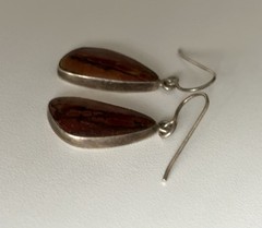 VINTAGE 925 STERLING SILVER RED CREEK JASPER DROP DANGLE 1.50” EARRINGS 5.90g