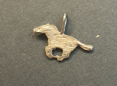 Vintage Sterling Silver Horse Charm, Pendant, 20 x 15mm, 1970s or 1980s, Pendant
