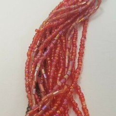 Twist Beads 1980s Necklace many strands red beads tied knotted
