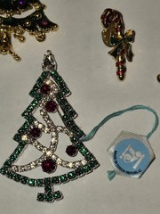 6 Christmas Brooch Rhinestone Enamel Pins Costume Jewelry, 1.5-2.5 Inches