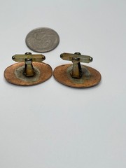 Vintage Mid-Century Modern Copper Enamel Dark Studio Craft MCM Cufflinks