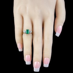 Art Deco Antique 3.30 Ct Natural Green Emerald Vintage Ring 14K Yellow Gold FN