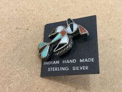 Vintage Sterling Silver Thunderbird Tie Tack Lapel Pin 1”