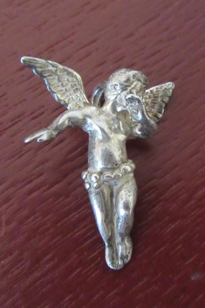 Vintage Cherub Cupid Angel Sterling Silver 925 Pendant 1.25″