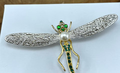 Signed MMA MKM CN Metropolitan Museum Of Art Enamel Rhinestone Dragonfly Brooch