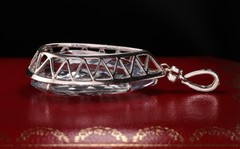 Vintage Estate Large Aquamarine & Diamond 18k White Gold Pendant
