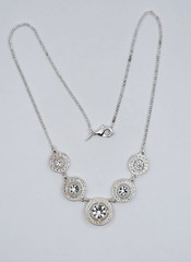 Vintage Avon NRT Silver Tone Medallion Rhinestone Circle Necklace