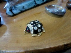 Casual Corner signed enameled, rhinestone ladybug brooch