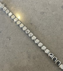 Eisenberg ICE Signed Bracelet Rhinestone 7” W/Safety Chain Rhodium Plated