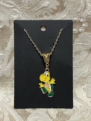 Cartoon Koopa Troopa Video Game Gold Enamel Bohemian Fashion Trendy Necklace 18”