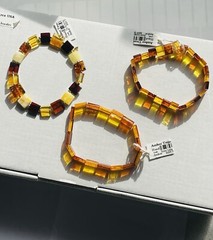 14K Gold Sterling Elastic Stretchy Beads Amber Bracelet Genuine Assorted Colors