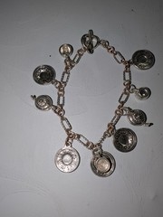 Vintage Tea Set Charm Bracelet Unmarked Likely Silver Plate 7” Spoon Toggle