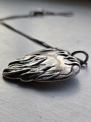 Vintage 925 Sterling Silver Flaming Heart Pendant Necklace 24″ Bold, 6 Grams