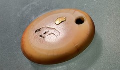 Native Alaskan Inupiaq Scrimshaw Pendant Fossilized Walrus Ivory or Whale Tooth