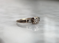 Vintage 1940s Engagement Ring 10K Natural Diamond Illusion Box Setting